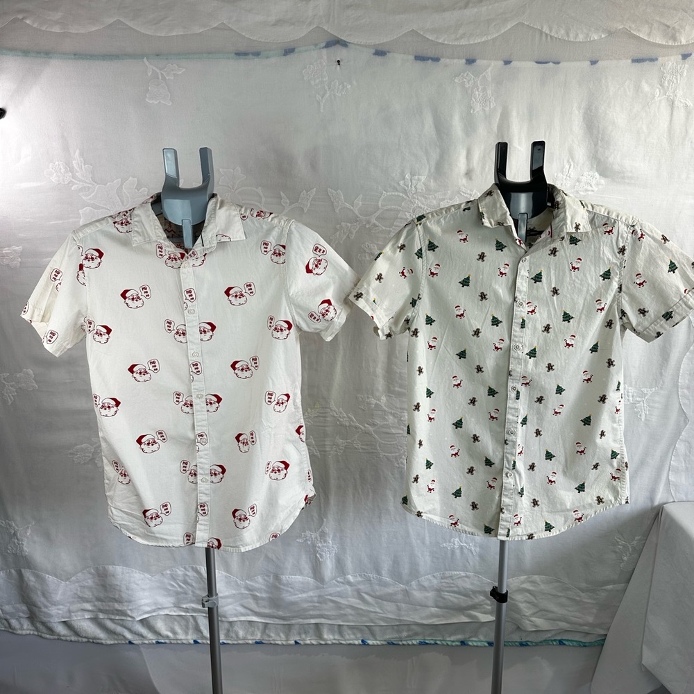 Denim & Flower Ricky Singh Santa Print Christmas Button Up Shirt Boys Juniors